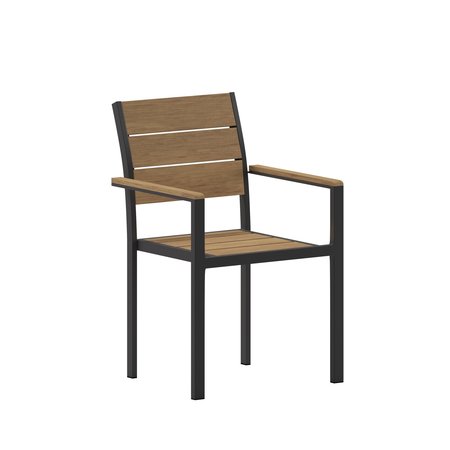 Flash Furniture Natural/Gray Faux Teak Patio Chair with Arms SB-CA108-WA-NAT-GG